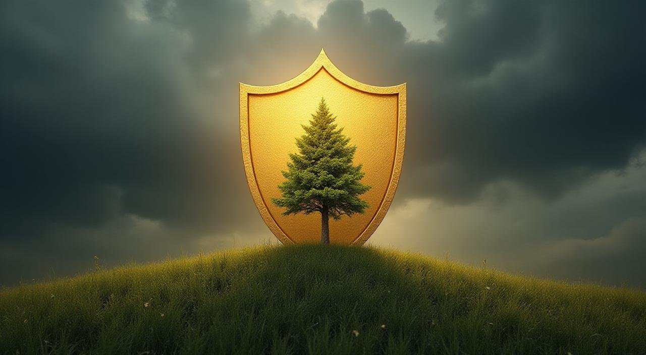 A Shield and a growing plant symbolizing financial protection